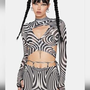 Monochrome Swirl Crop Top